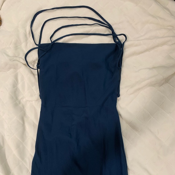 Blue Silk Midi Dress 🦋 - Picture 3 of 5